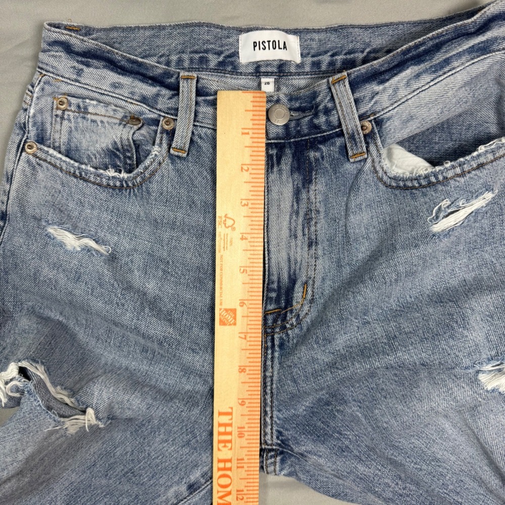 Pistola Womens High Rise Straight Leg Distressed Jeans Light Wash Blue Sz 26 - Picture 8 of 10